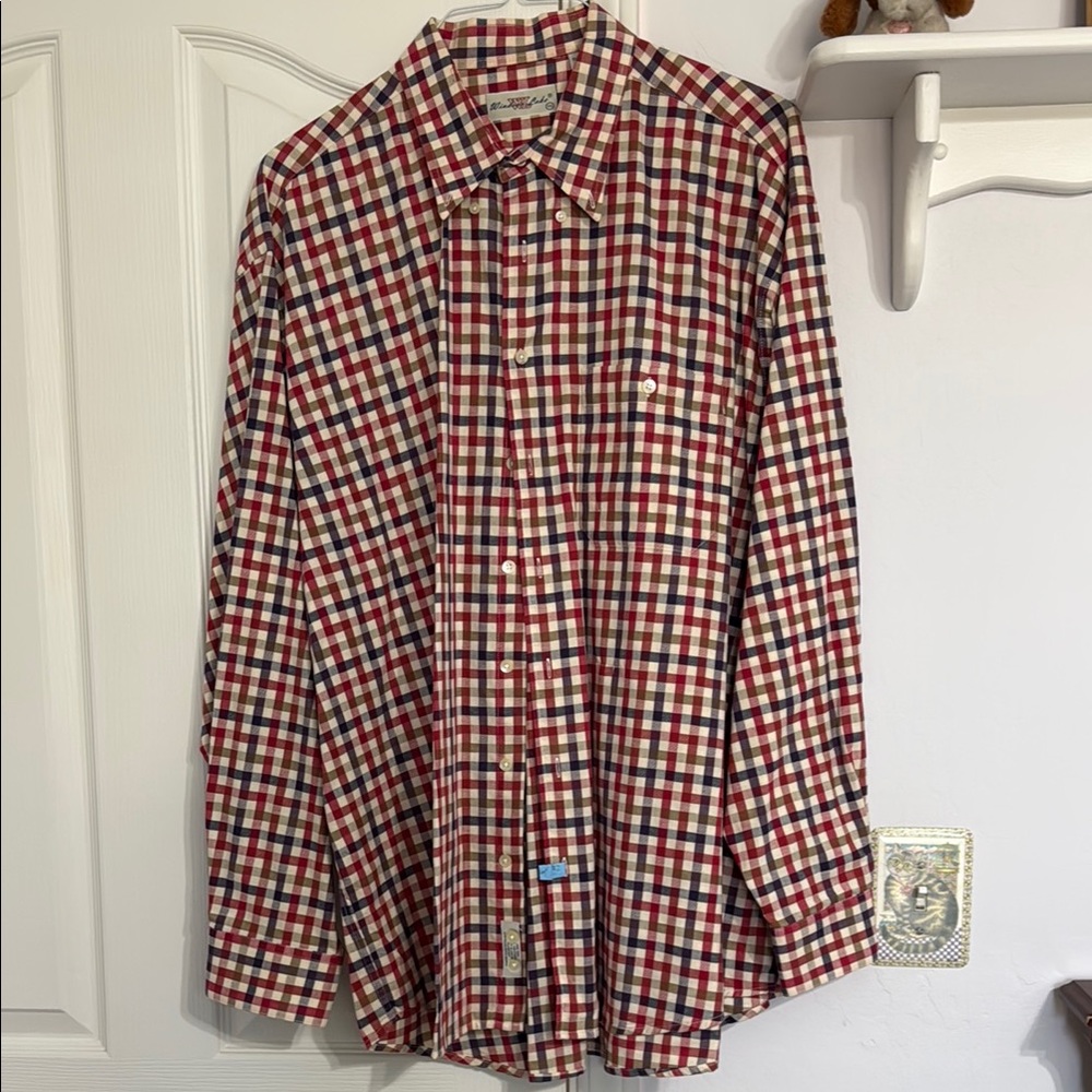Tommy Hilfiger Red and White Checkered Dress Shirt